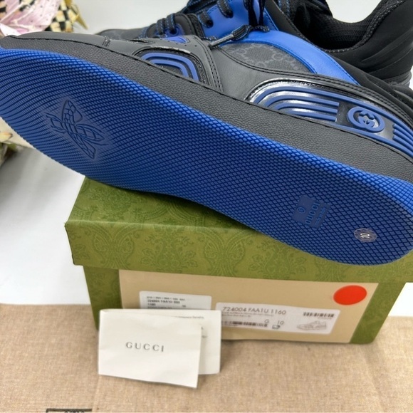 Gucci Black and Blue Men's Sneakers - Picture 8 of 11